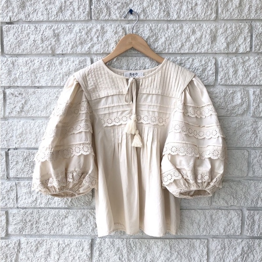 SEA NEW YORK EVERYLEIGH PUFF SLEEVE TOP CREAM